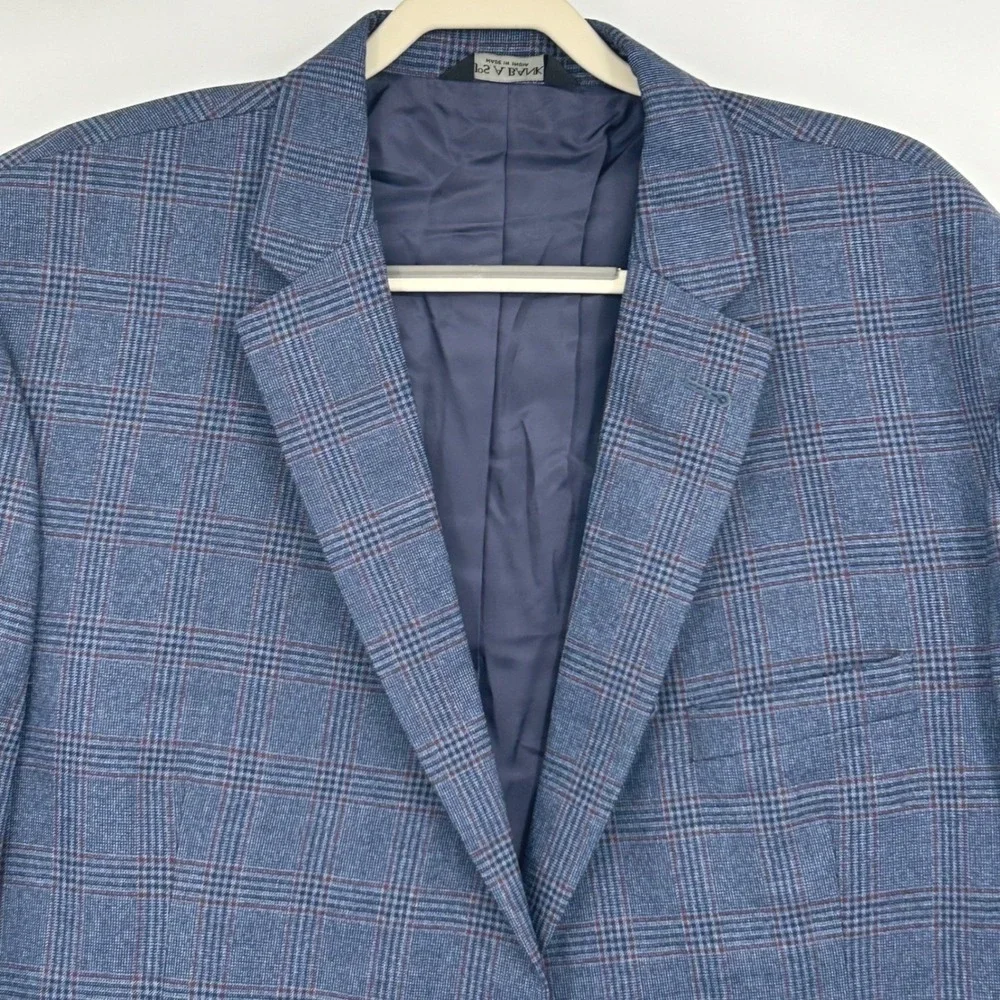Jos. A. Bank Sport Coat Mens 50L Blue Glen Plaid 100% Wool Signature Big & Tall